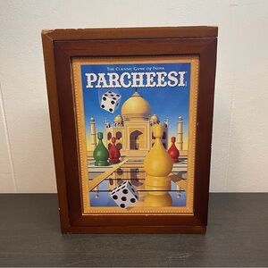 MB Parcheesi Game Vintage Collection Wood Bookshelf Open Box Sealed Contents